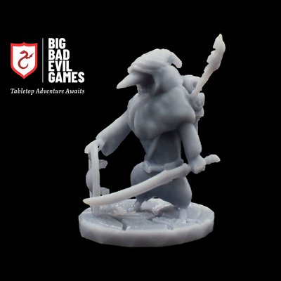 Kenku Rogue Miniature | Humanoid Bird Thief Hero with sword and shield