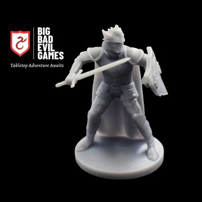 Human Fighter Miniature | The white knight - 28mm scale D&D mini for tabletop adventures
