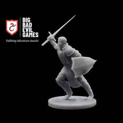 Charging Noble Fighter Miniature | D&D mini with long sword and shield running to battle