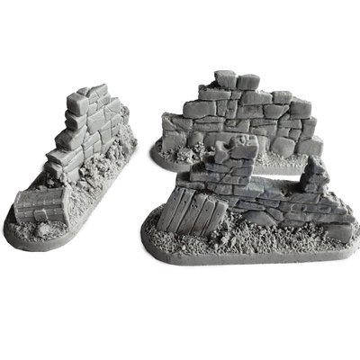 Medium Ruined Walls x3 | Miniature Terrain