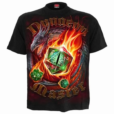 Dungeon Master | Flaming D20 - Black T-Shirt