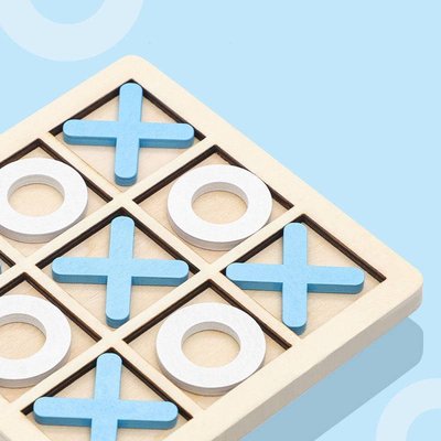 Wooden Tic Tac Toe Game | Blue