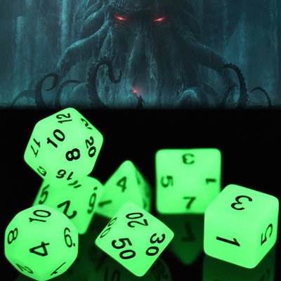 Glow In the Dark Dice - x7 Piece Polyhedral Dice Set | 16mm Resin