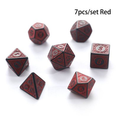 Red Rune Dice x7 Piece Polyhedral Dice Set | 16mm Resin