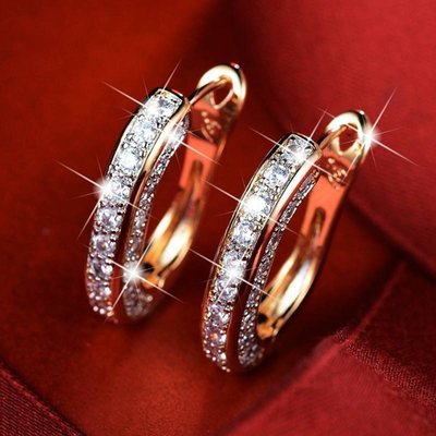 Valentine's Day Gifts for Women, U-Shaped Gold Inlaid Zircon Ear Buckle