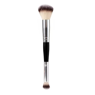 Double Ended Makeup Brush - Black/Silver