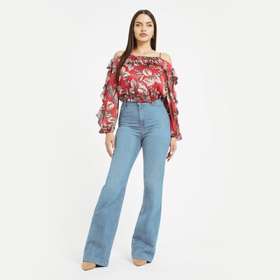Mango Collection - Womens Flared Stonewash Denim Jeans