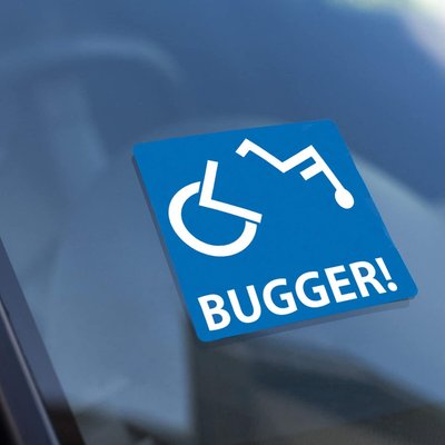 FUNNY CAR STICKERS DISABLED BUGGER Waterproof CAR DECALS CAR WINDOW STICKER - 1x