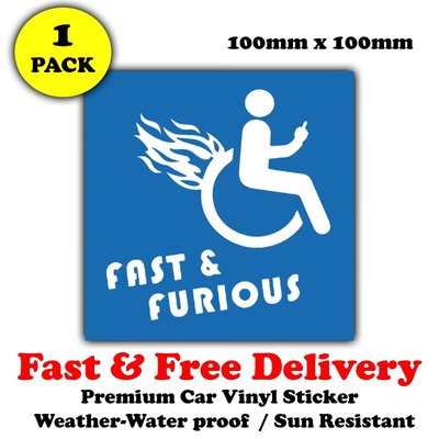 Funny Disabled Blue Badge Holder Car Window & Bumper Sticker (100mm x 100mm) -1x