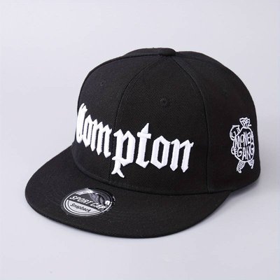Black Embroidered "Compton" Trucker Cap