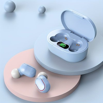 TWS Wireless 5.3 Digital Display Charging Compartment Binaural Earphones - Blue