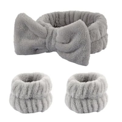 Spa Bow Headband & Wrist Bands - GREY