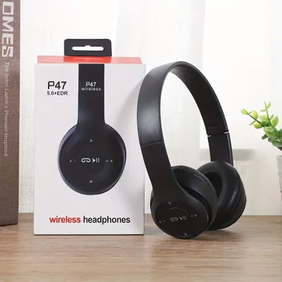 P47 Black Wireless Headphones / Headset 5.0 | Foldable with Mic