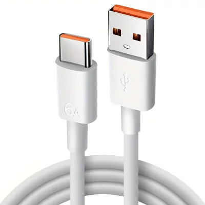 Super Fast Charging Cable: 120W 6A USB Type C Charging Cable - White 1m