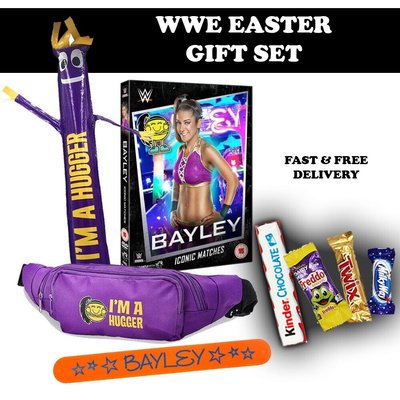 WWE Wrestling - Bayley Im a Hugger - Easter Chocolate Gift Set - DVD - Waist Bag