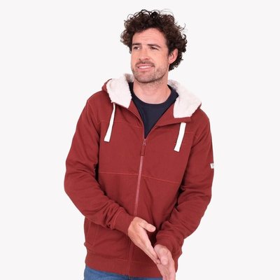 Brakeburn - Burgundy Borg Lined Zip Through Hoodie - UK - Size - Large