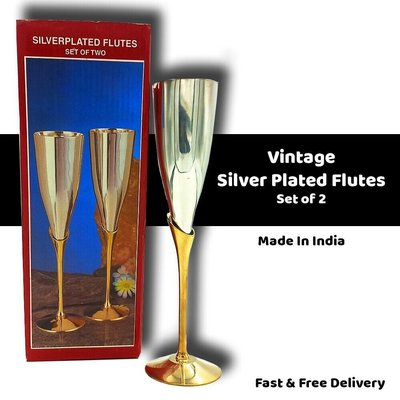 Rukman International - Vintage - Set of 2 - Silver-Plated Flutes - Made in India