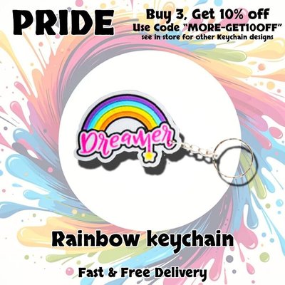 Rainbow Keychain LGBTQ+ Pride - Dreamer Gay Pride Flag Themed Accessory for Keys