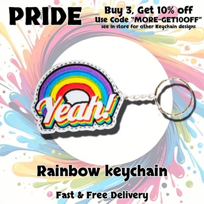Rainbow Keychain LGBTQ+ Pride - YEAH Gay Pride Flag Themed Accessory for Keys