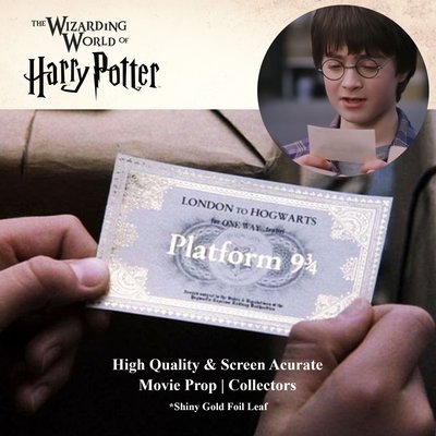Harry Potter Platform 9¾ Full-Size Replica Train Ticket - Gold Foil