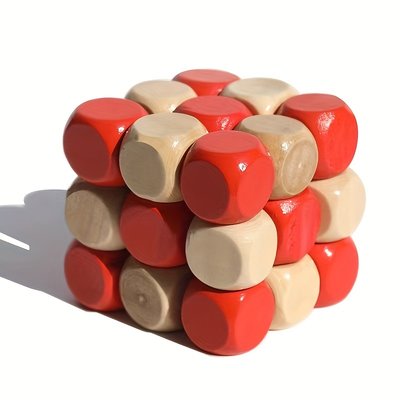 Wooden Brain Teaser Puzzle Cube - Fiddle Toy for Adults & Kids