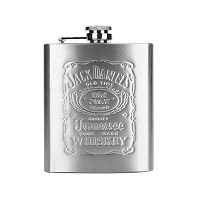 Jack Daniel's Stainless Steel Hip Flask 6oz, Stainless Steel