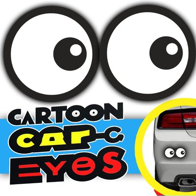Novelty Cartoon Eyes Car Sticker Decals - Cute Funny Sticker - 85mm Set of 2