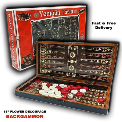 YENIGUN TURKISH Wooden Backgammon - Game Board Set - TAVLA by YENIGUN