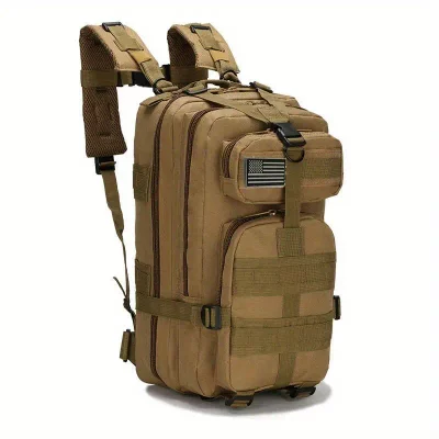 Khaki Millitary Style Outdoor Backpack - Durable & Water-resistant Perfect for Camping