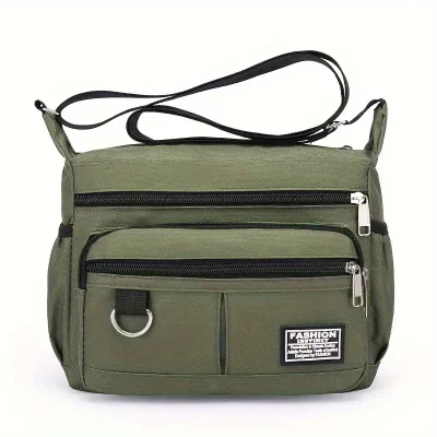 Green Large Capacity Multi-layer Waterproof Crossbody Bag, Travel Casual Men's Bag