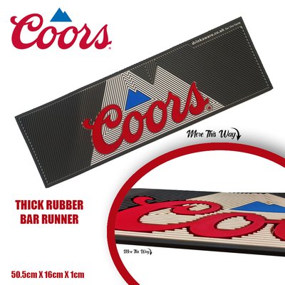 Coors Beer Bar Runner / Mat, Thick Rubber, Durable & Non-Slip