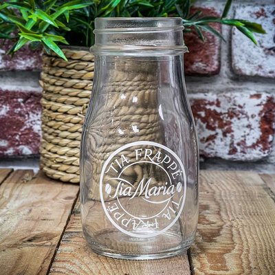 Tia Maria Frappe Iced Coffee Glass - Mason Jar Shape Glass x2