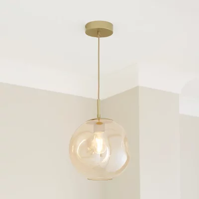 Alexis Glass Pendant Light - Amber | Living Room Lighting