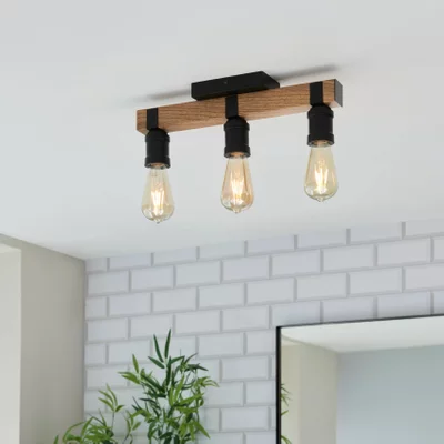Fulton 3 Light Bathroom Lighting | Semi Flush Ceiling Light Black