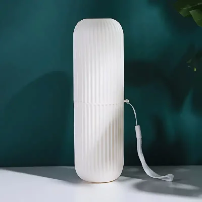 Portable Travel Toothbrush and Toothpaste Case - White
