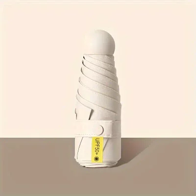 Compact 5-Fold UV Protection Umbrella - Beige