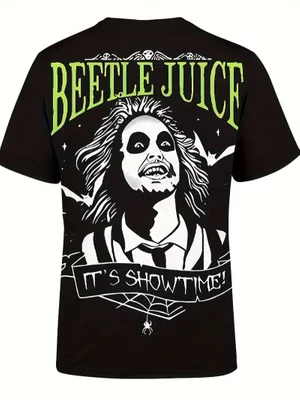 Mens Black Graphic Print Beetlejuice T-Shirt | Size Large