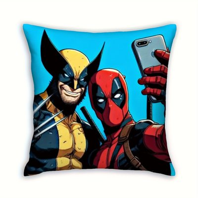 UME Wolverine & Deadpool Plush Pillow Cover 45.72x45.72cm - Double-Sided