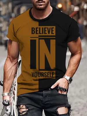 Men's Believe In Yourself Print T-shirt - XXL