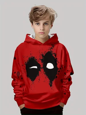 Deadpool Marvel Hero Kids Hoodie | Long Sleeve - Red