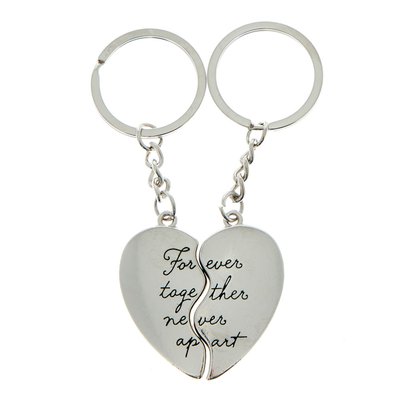 Couples Heart Keyrings Set Valentines Day Gift 'Forever Together Never Apart'