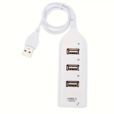 USB 4-Port Hub | USB 2.0 Port Extender - White