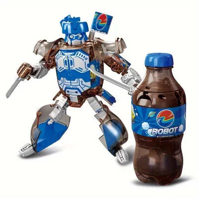 Transformable Blue Cola Bottle Robot Action Figure