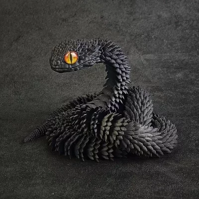 3D Printed Black Snake - 30 cm
