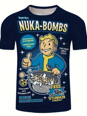 Fallout Vault Boy - Nuka-Bombs Graphic Navy T-Shirt