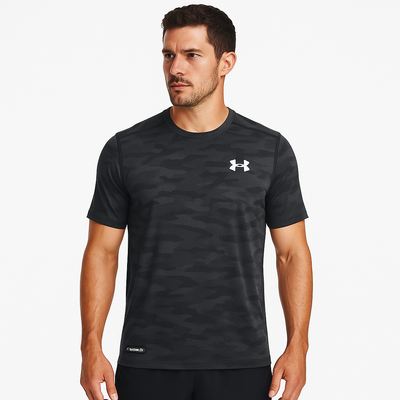 Under Armour Men's Heatgear Camo Black T-Shirt – Breathable, Fitted Gym & Training Top