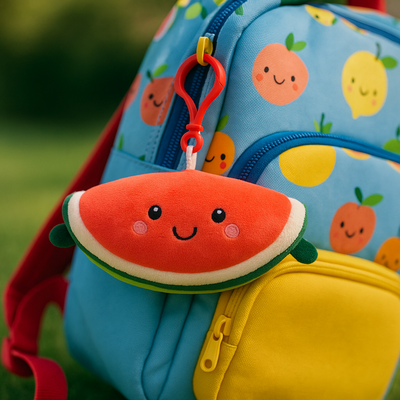 Foodies Watermelon Plush Keychain – Cute Clip-On Bag Accessory for Kids & Adults