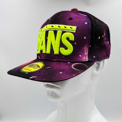 Vans - Summer Wide Flat Brim Embroidered Baseball Cap | Colourful Galaxy Pattern & Double Snap