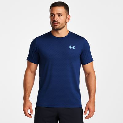 Under Armour Men's Heatgear Dark Blue T-Shirt – Breathable, Fitted Gym & Training Top