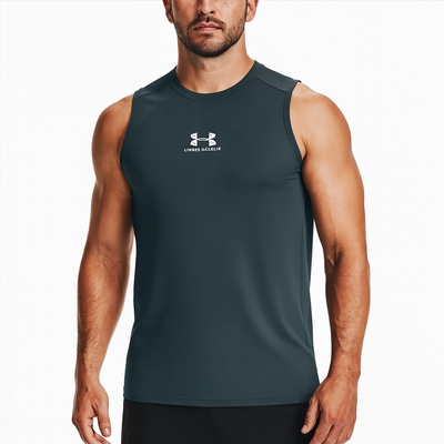 Under Armour Men's CoolSwitch Teal Tank Top – Breathable, Fitted Gym & Training Top